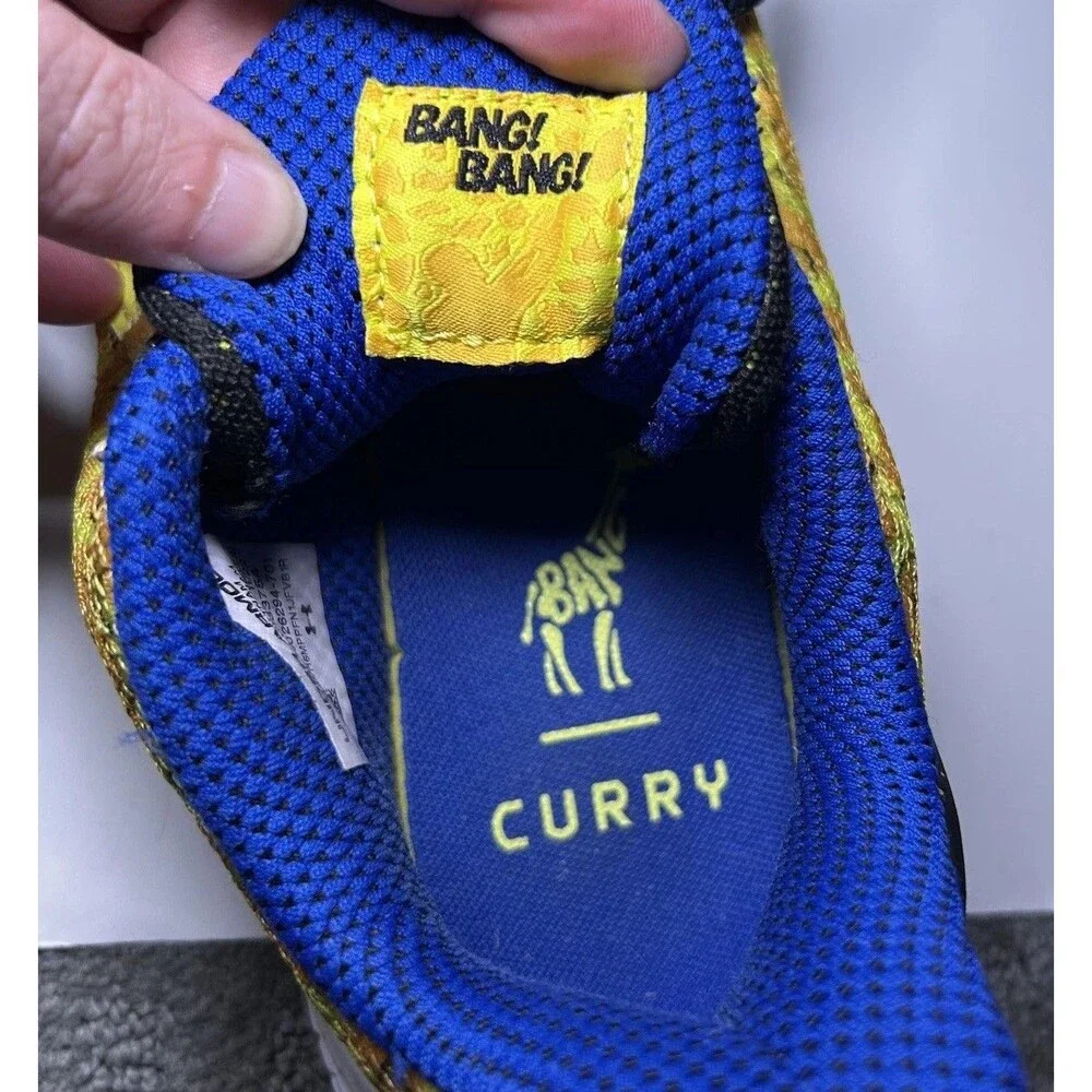 Under Armour Basketball Shoes Kids Size 6Y Yellow Blue Curry Flow 10 Bang Bang